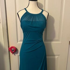 davids bridal Elegant Teal Sleeveless Dress